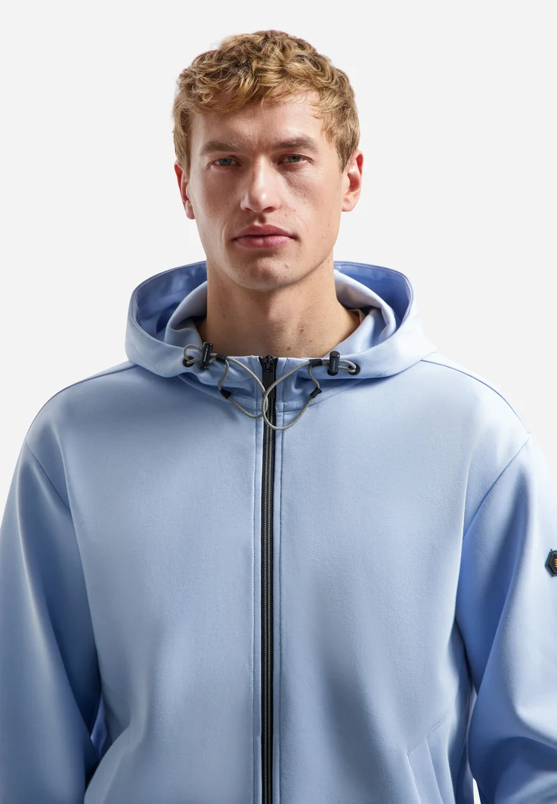 Sweater Full Zipper Hooded Interlock, Blue