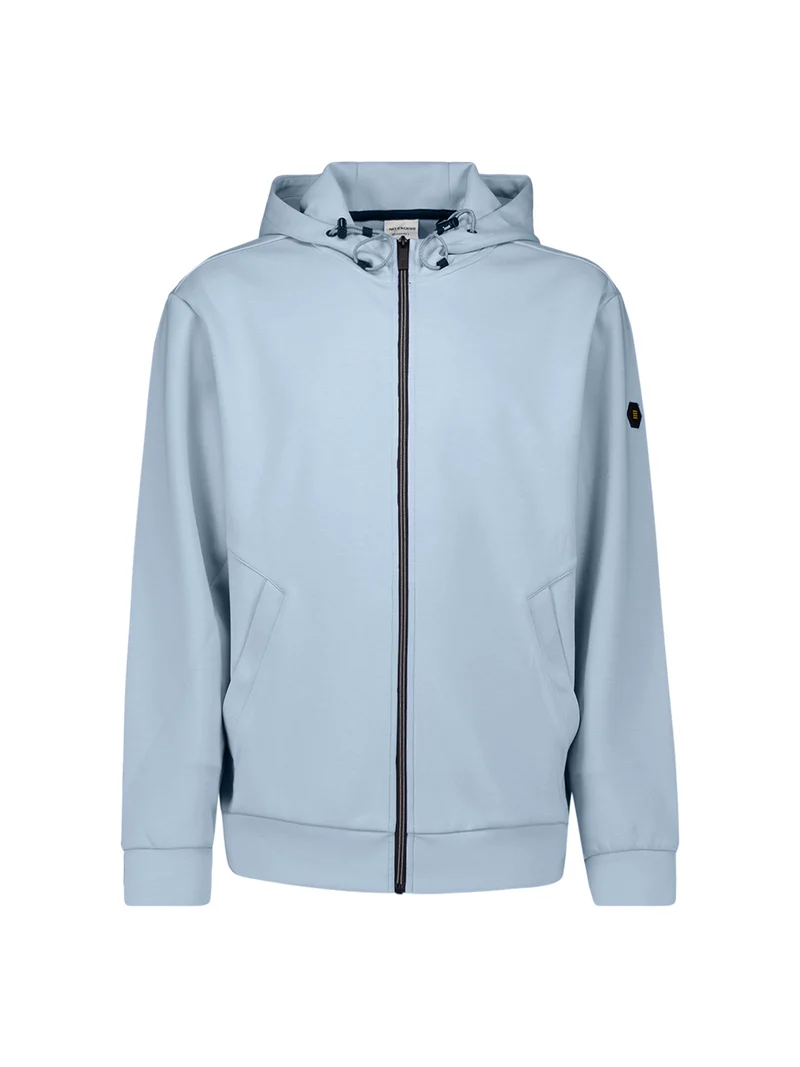 Sweater Full Zipper Hooded Interlock, Blue