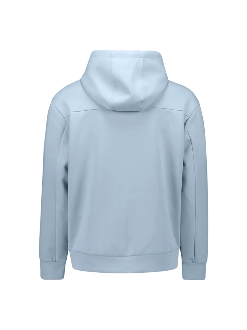 Sweater Full Zipper Hooded Interlock, Blue