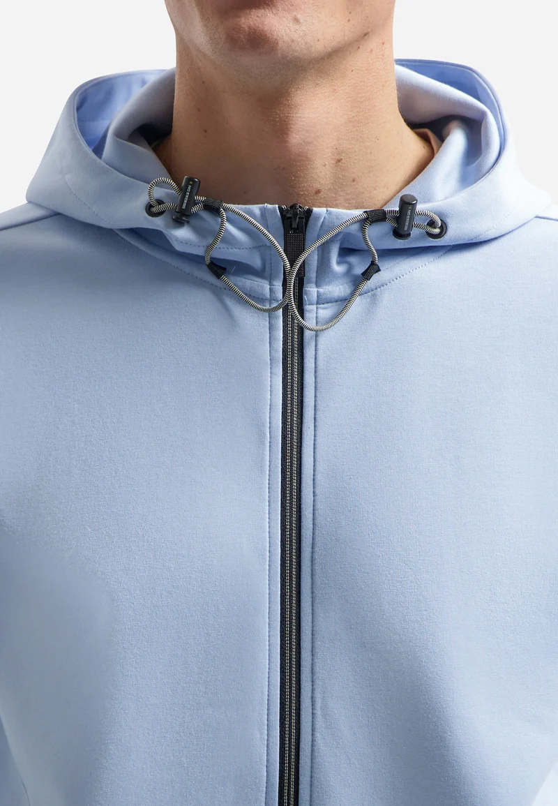 Sweater Full Zipper Hooded Interlock, Blue