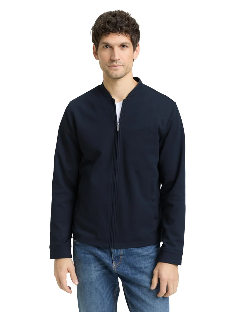 piqué bomber jacket, sky captain blue