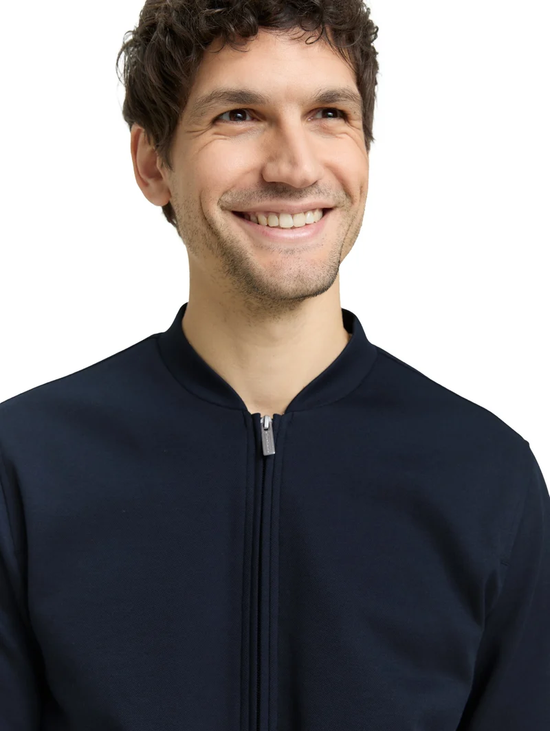 piqué bomber jacket, sky captain blue