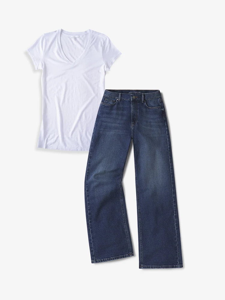 Bundle 03: 1 Pair of Wide Leg Jeans + 1 Marcy Tee