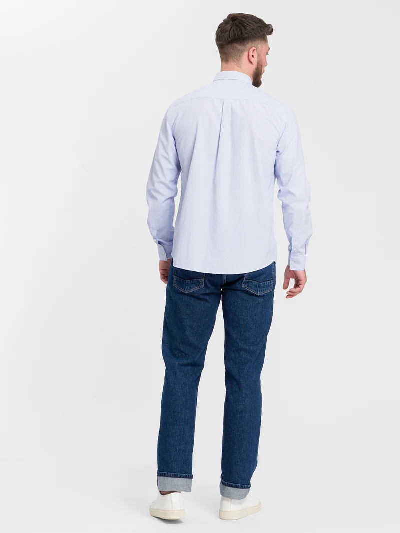 Herren Regular Langarmhemd hellblau
