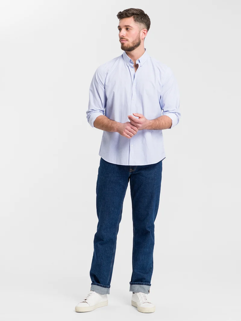 Herren Regular Langarmhemd hellblau