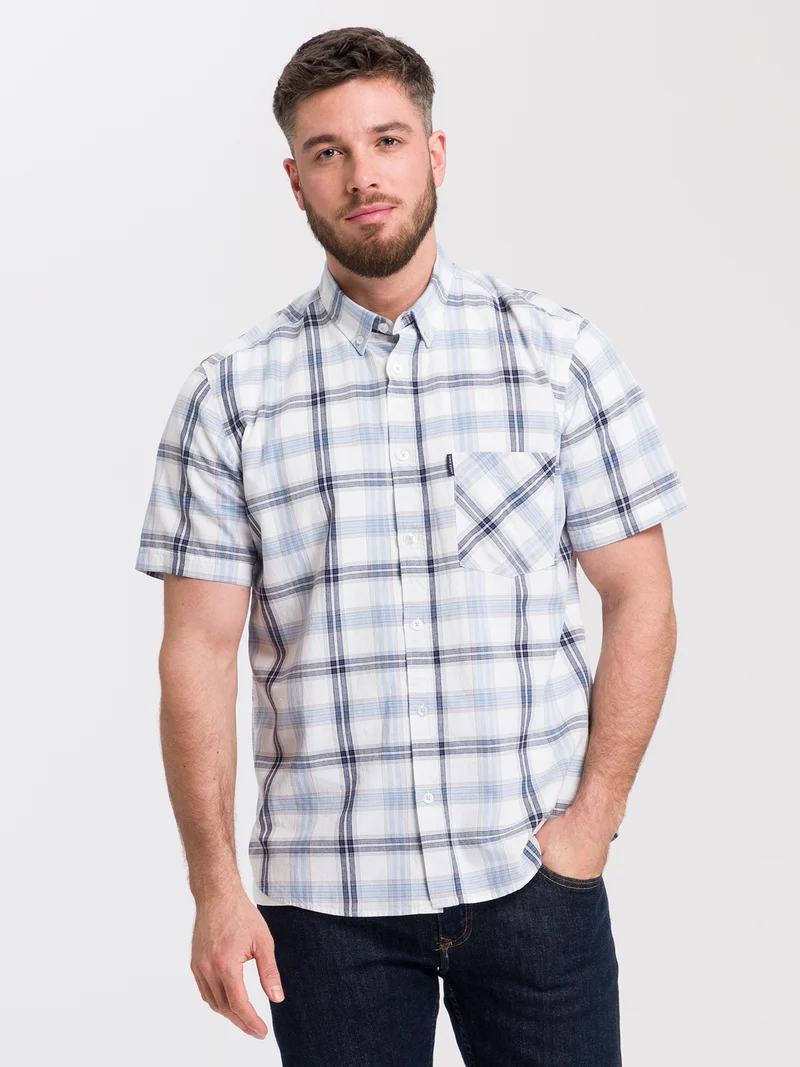 Herren Regular Hemd kariert in hellblau