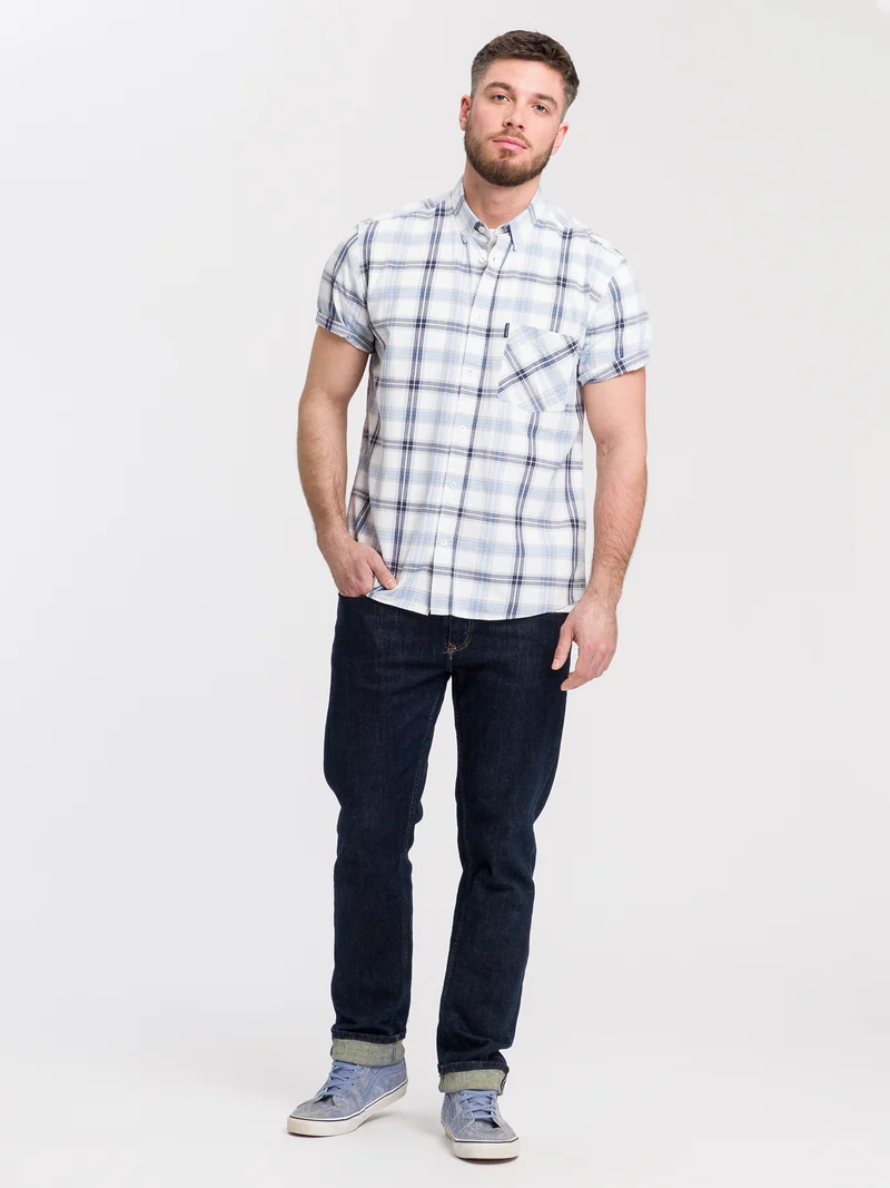 Herren Regular Hemd kariert in hellblau