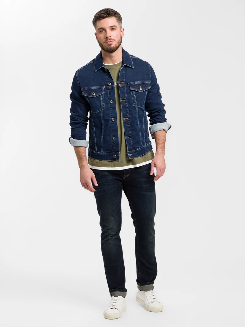 Herren Regular Langarmshirt mit Schriftzug grün