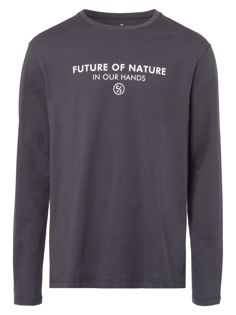 Herren Regular Langarmshirt mit Print grau