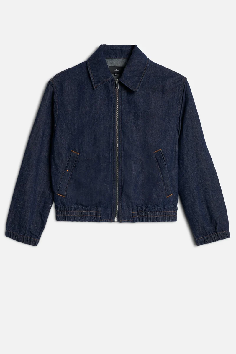 BOMBER JACKET in Indigo Linen Blossom