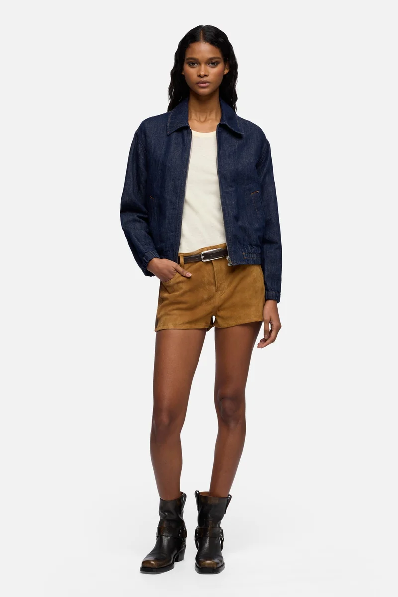 BOMBER JACKET in Indigo Linen Blossom