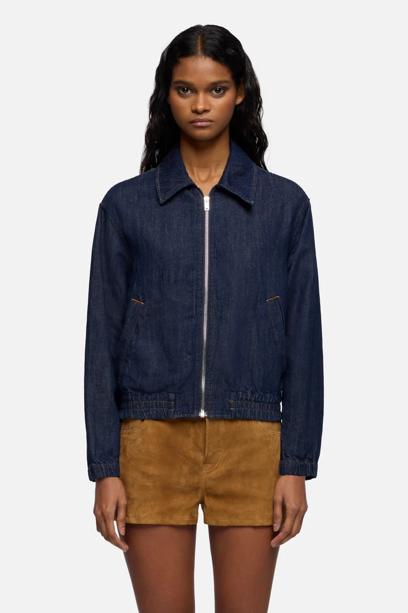 BOMBER JACKET in Indigo Linen Blossom