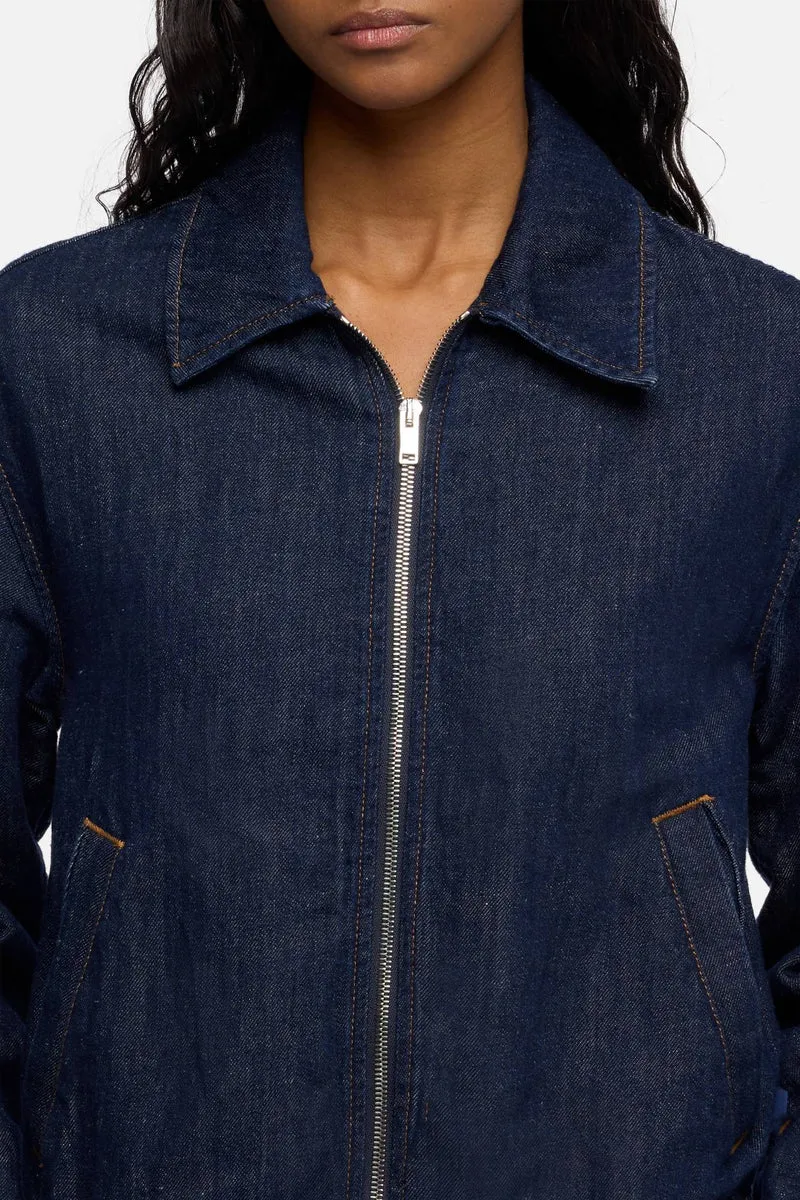 BOMBER JACKET in Indigo Linen Blossom