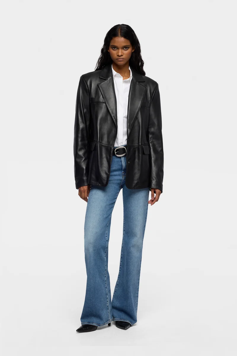 Leather Blazer in Black