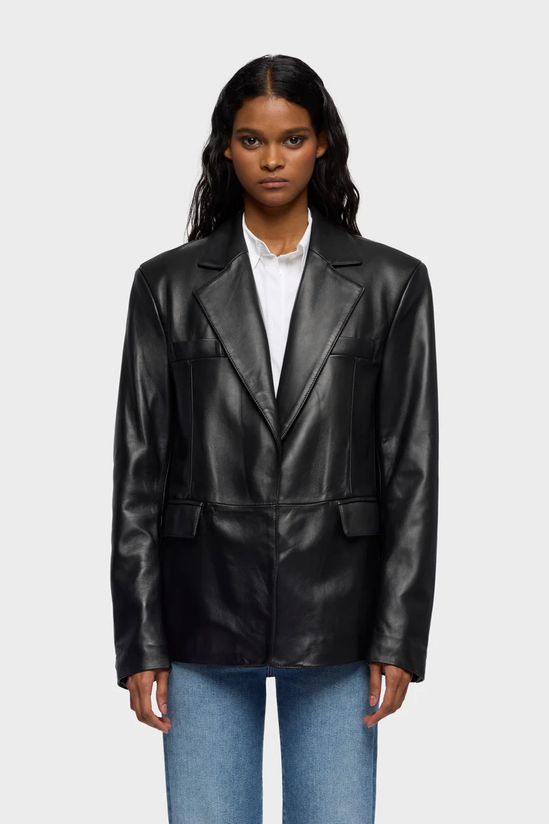Leather Blazer in Black