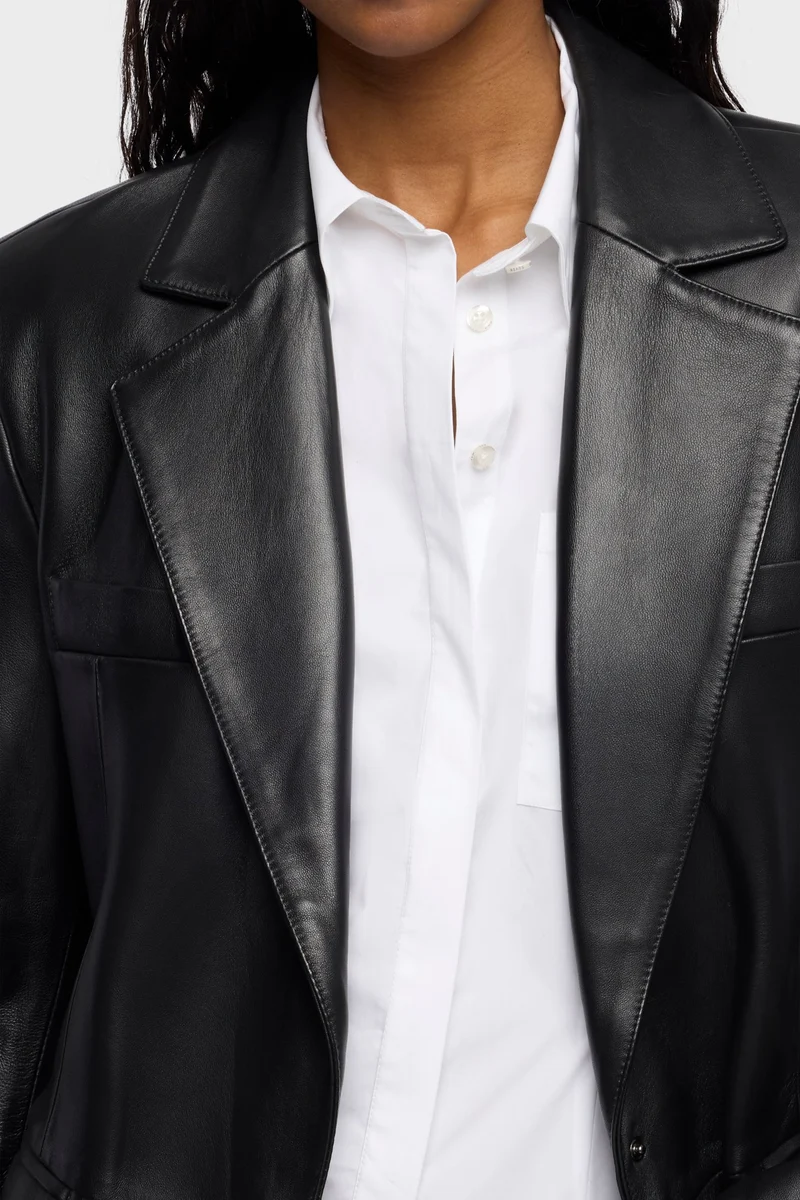Leather Blazer in Black