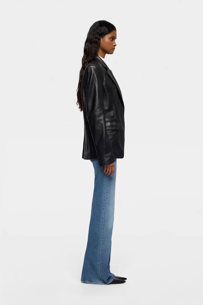 Leather Blazer in Black