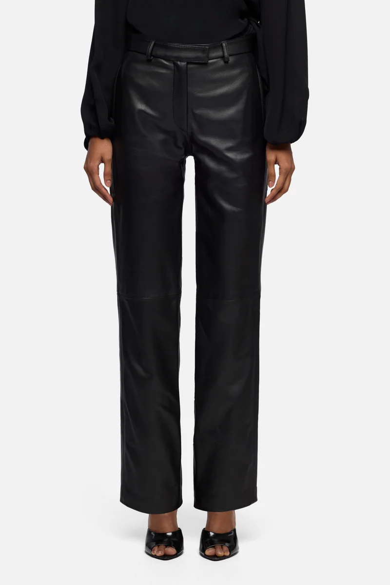Leather Stovepipe Pant in Black