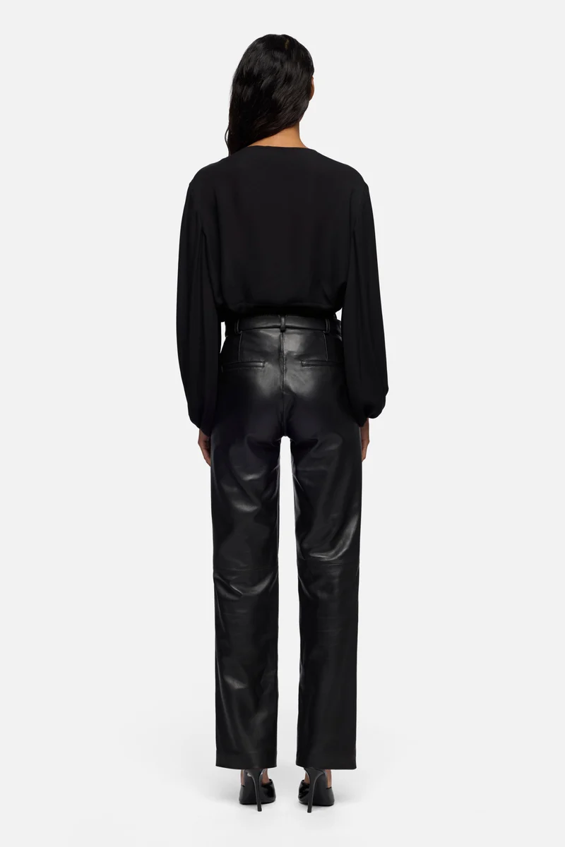 Leather Stovepipe Pant in Black