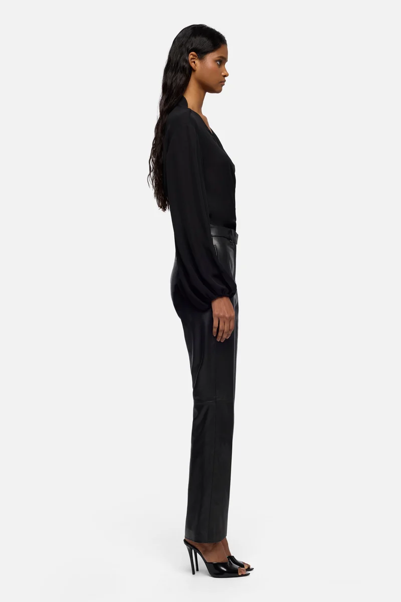 Leather Stovepipe Pant in Black