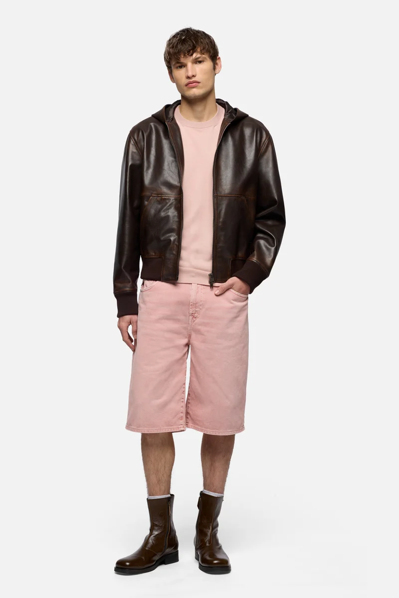 CLASSIC SHORT SLEEVE SWEATER in Cotton Rose