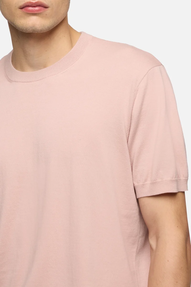 CLASSIC SHORT SLEEVE SWEATER in Cotton Rose