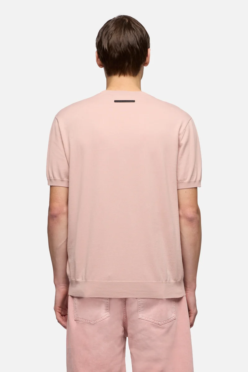 CLASSIC SHORT SLEEVE SWEATER in Cotton Rose