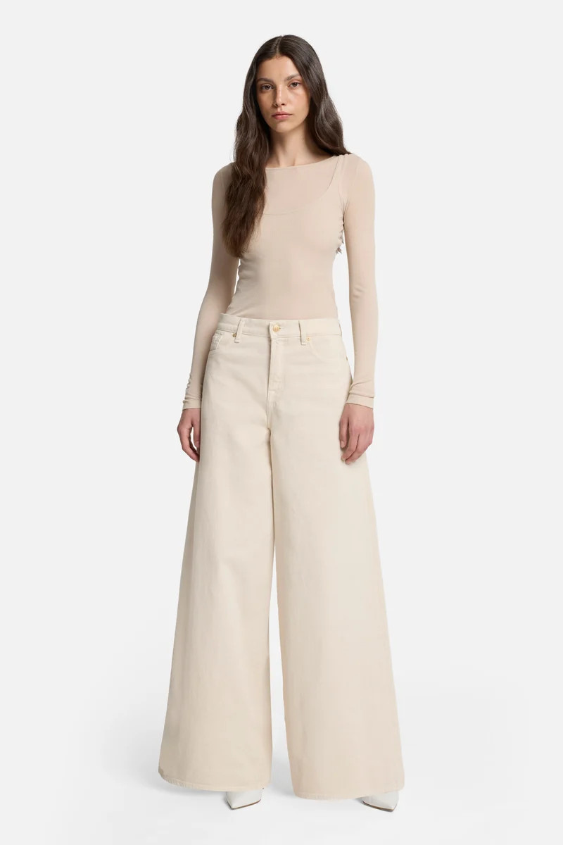DOUBLE LAYER LONG SLEEVE TOP Rib Nude