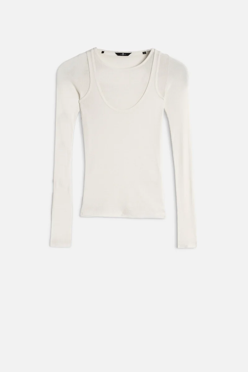DOUBLE LAYER LONG SLEEVE TOP Rib Solitary Star