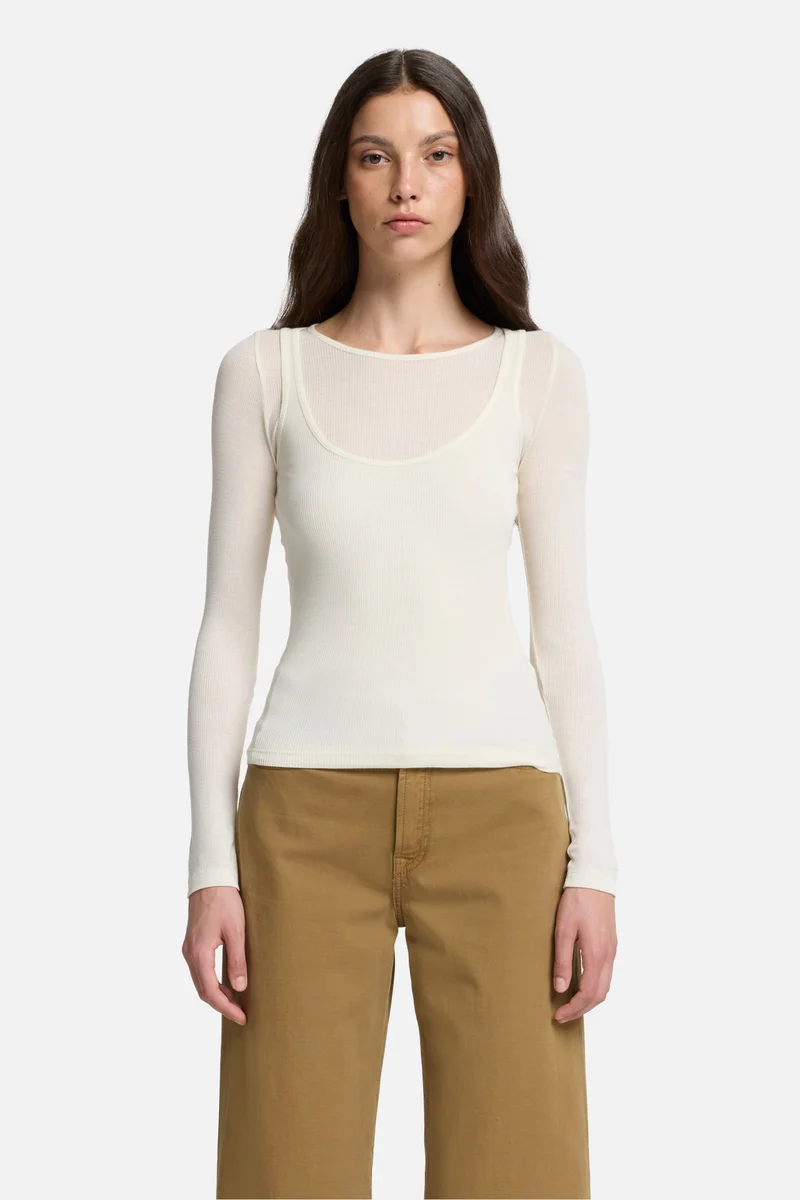 DOUBLE LAYER LONG SLEEVE TOP Rib Solitary Star