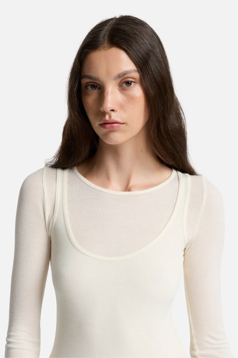 DOUBLE LAYER LONG SLEEVE TOP Rib Solitary Star