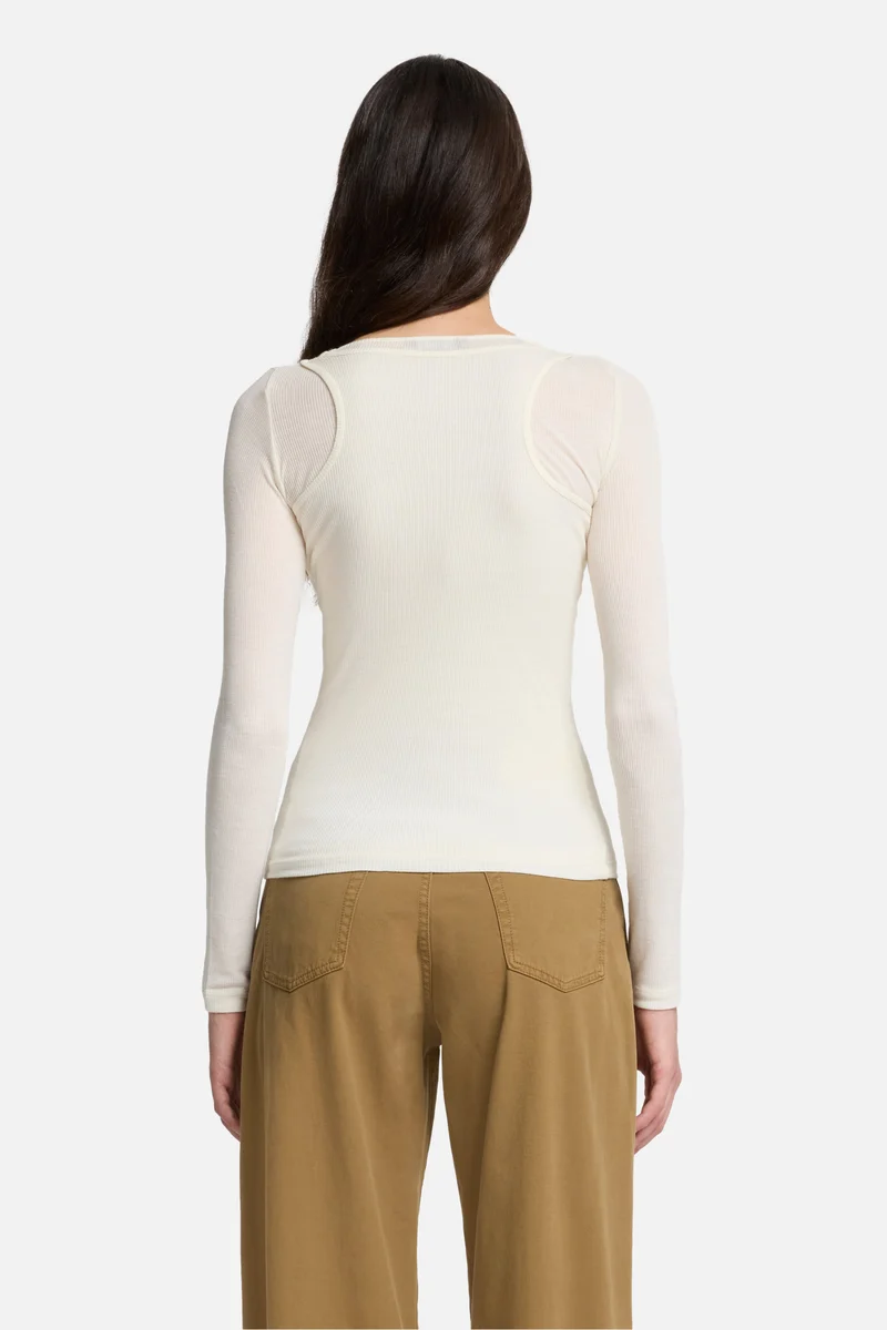 DOUBLE LAYER LONG SLEEVE TOP Rib Solitary Star
