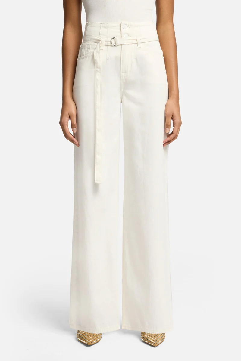 Linen Blend Belted Wide Leg in Ostuni