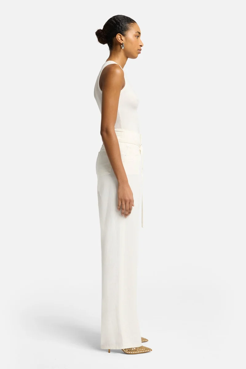 Linen Blend Belted Wide Leg in Ostuni