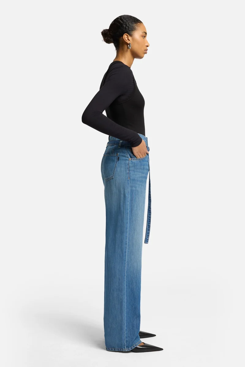 Indigo Linen Belted Wide Leg in Phoenix
