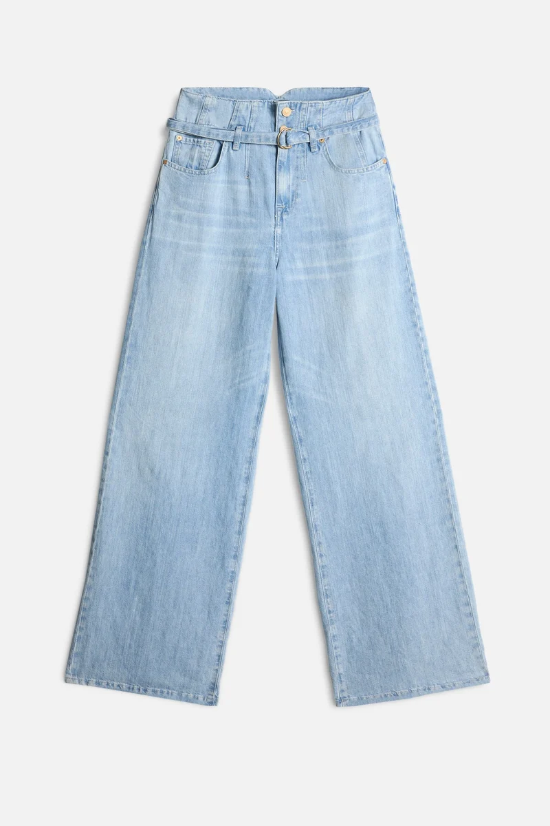 Indigo Linen Belted Wide Leg in Kansas