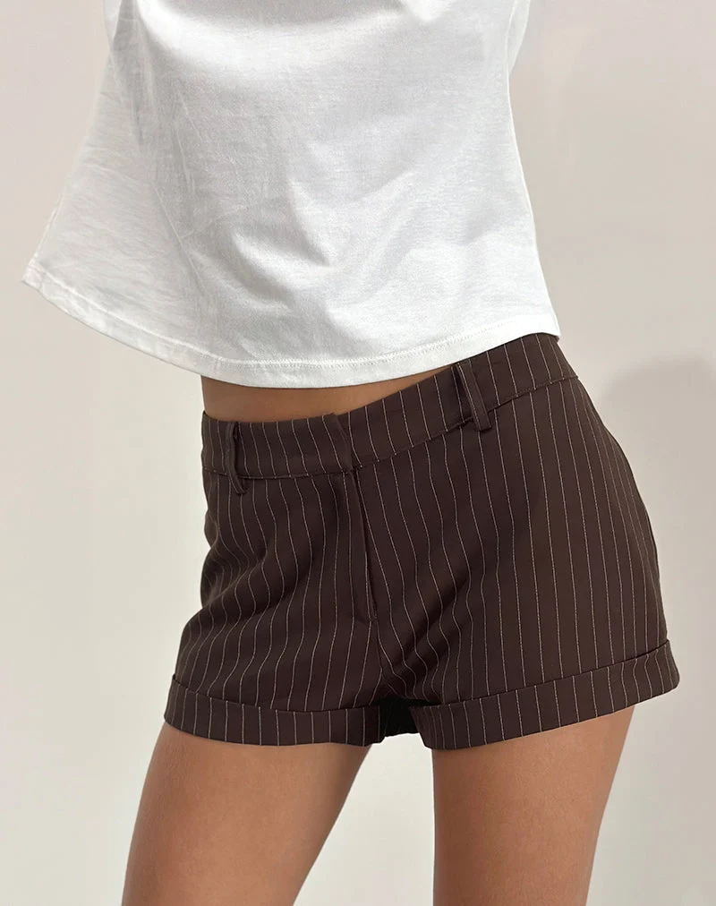 Wiluta Shorts in Tailoring Dunkelbraun Nadelstreifen