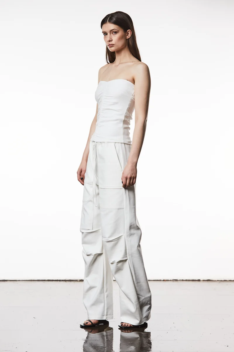 Bandeau-Top mit Raffung