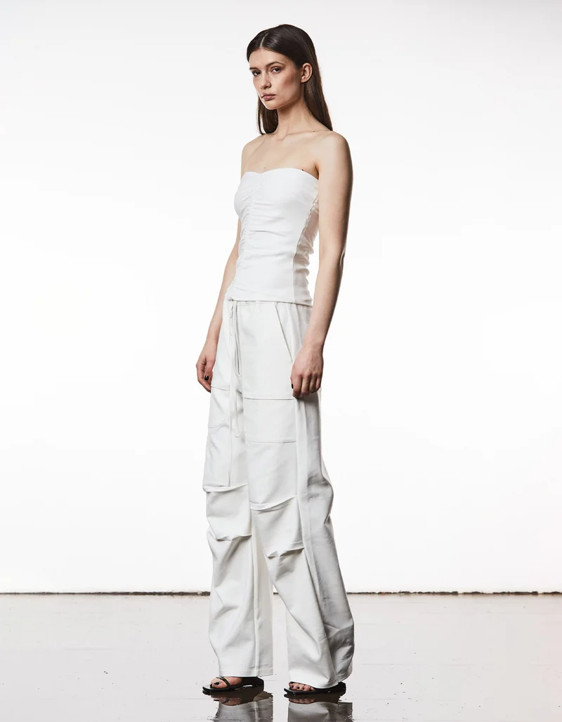Bandeau-Top mit Raffung