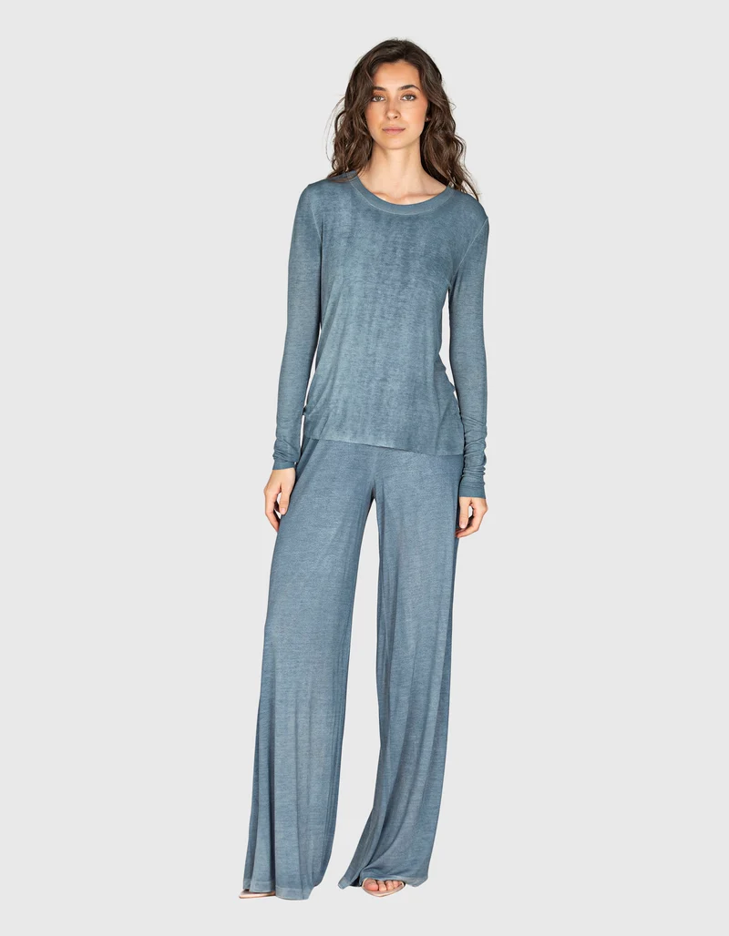 Feinripp-Longsleeve mit Seiden-Anteil