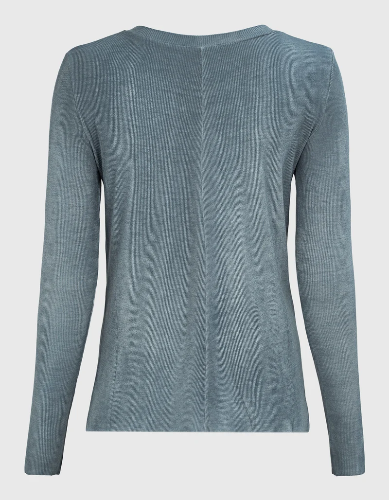 Feinripp-Longsleeve mit Seiden-Anteil