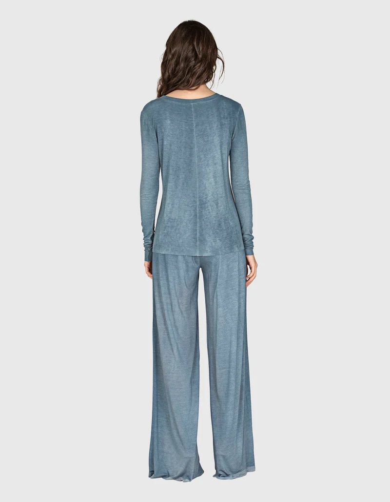 Feinripp-Longsleeve mit Seiden-Anteil