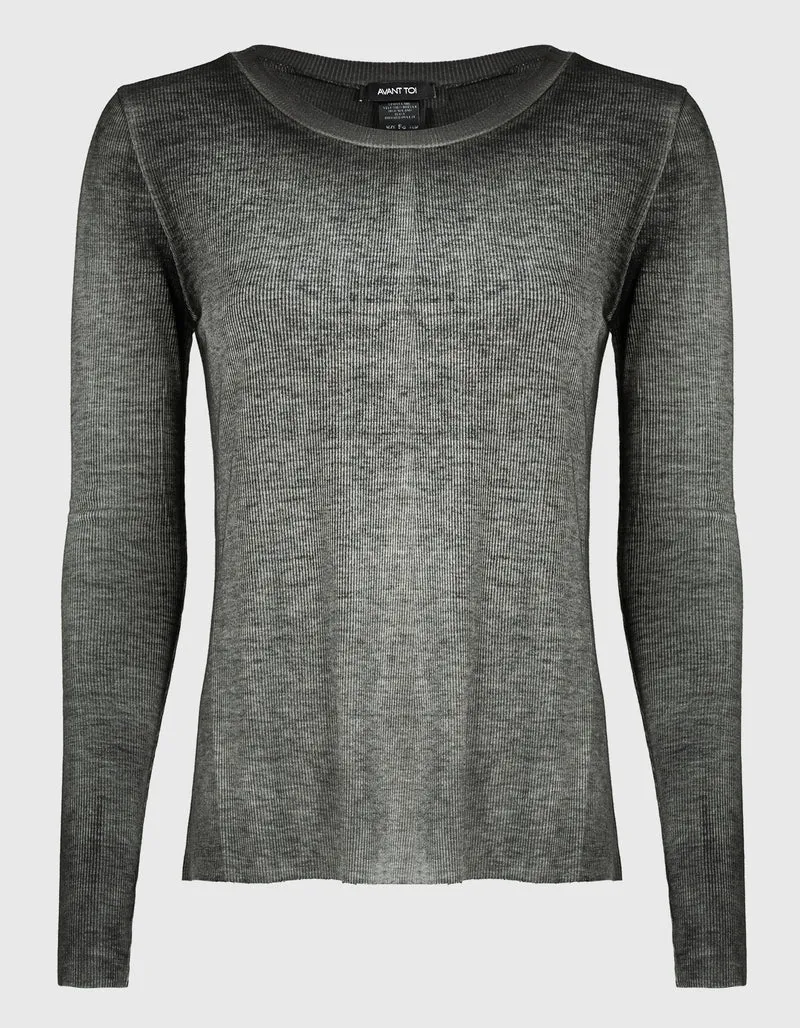 Feinripp-Longsleeve mit Seiden-Anteil