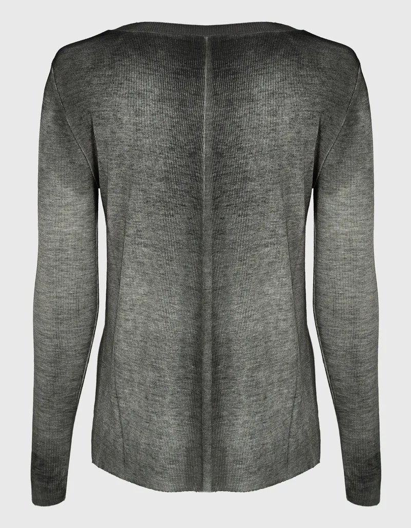 Feinripp-Longsleeve mit Seiden-Anteil