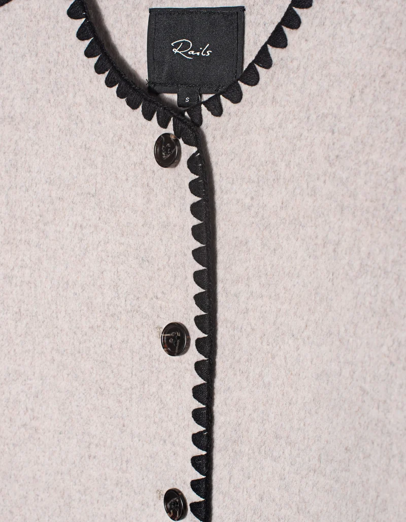 Woll-Mix Boxy-Jacke mit Ziernähten
