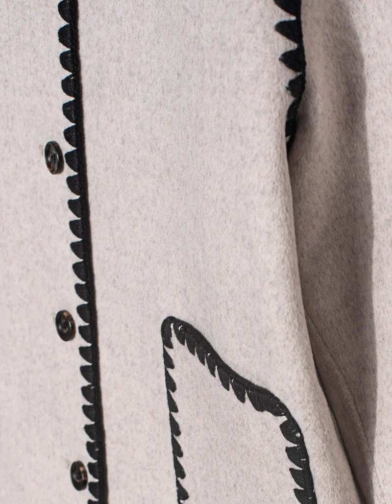 Woll-Mix Boxy-Jacke mit Ziernähten