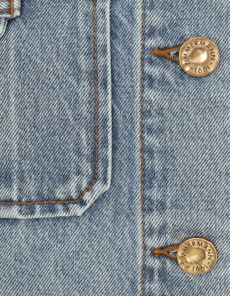 Cropped Jeansjacke mit gepolsterten Schultern