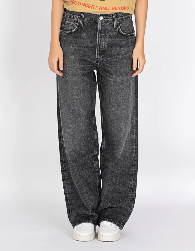 Washed-Out Wide-Leg Jeans Low Slung Baggy