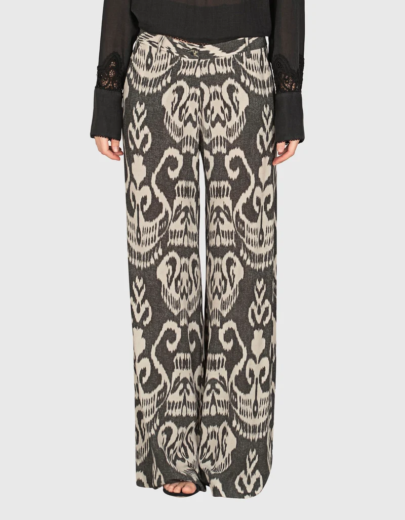 Gemusterte Wide-Leg Hose
