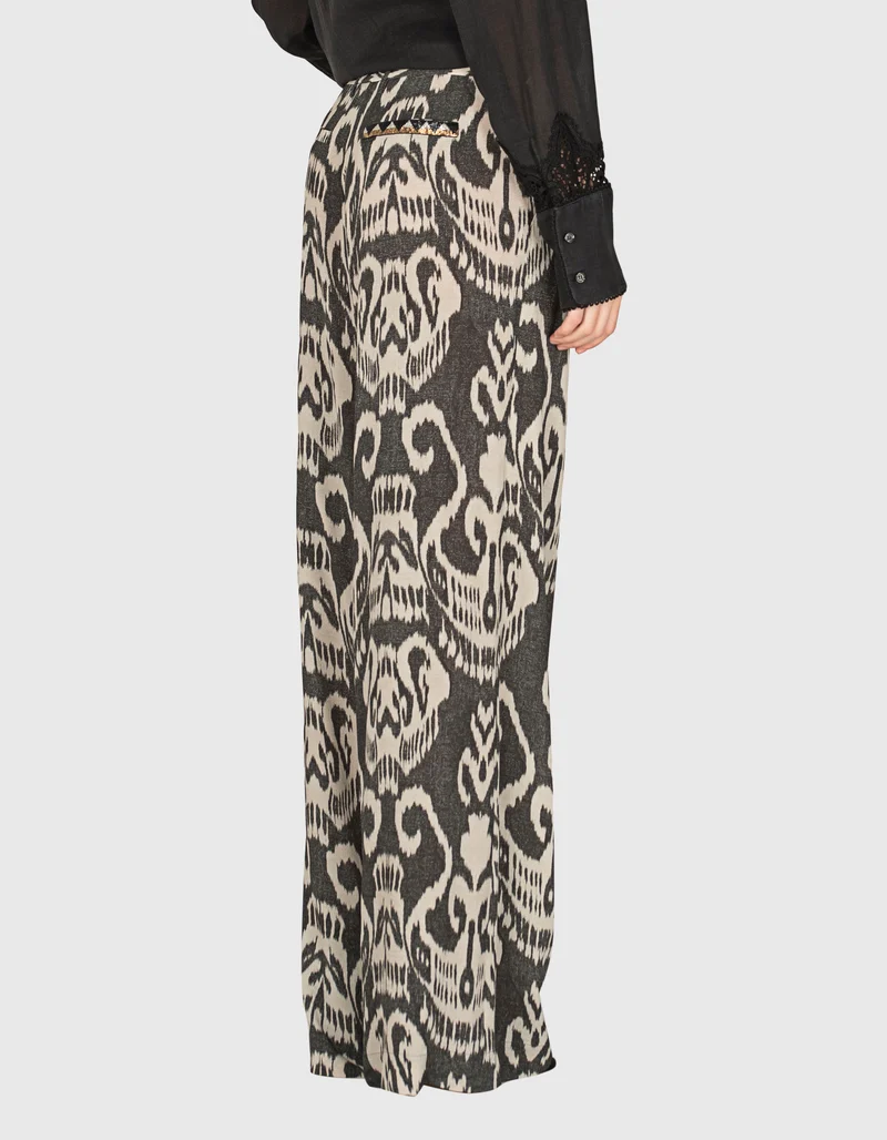 Gemusterte Wide-Leg Hose